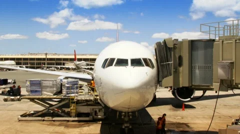Airport Gate & Jet Airline (Time-Lapse) Stock Footage