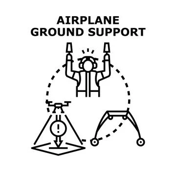 Airport ground support operations managing aircraft movements Stock Illustration