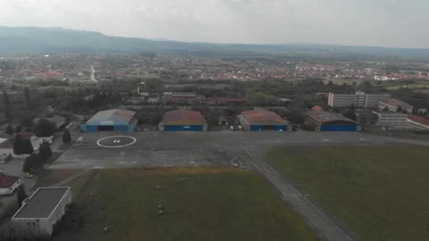Airport hangars from the drone Stock Footage 260164770