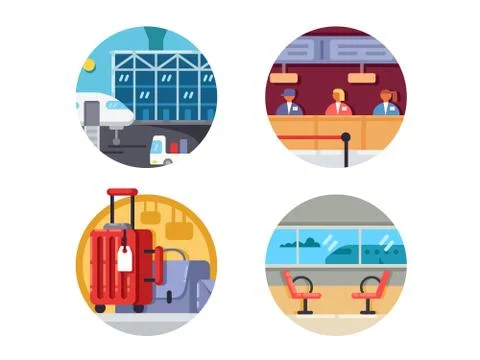 Airport icon set Ilustración de archivo
