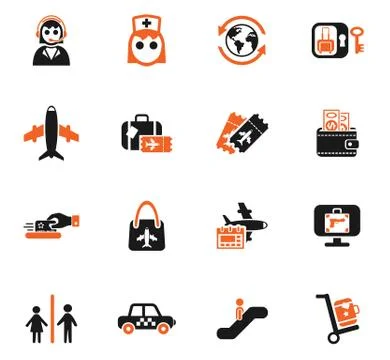 Airport icon set Stock Illustration
