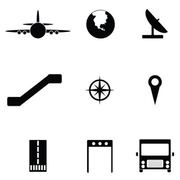 Airport icon set Stock Illustration