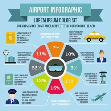 Airport infographic elements, flat style Illustrazione stock