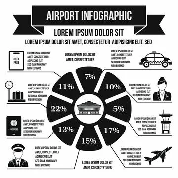 Airport infographic elements, flat style Illustrazione stock