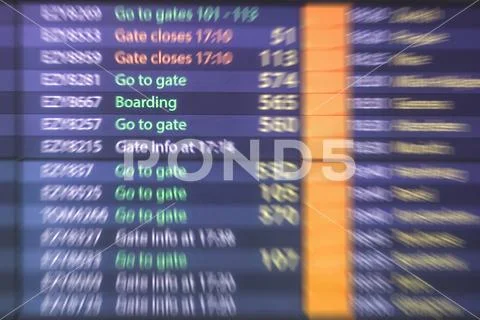 Airport information board , arrival and departure display Stock Photos
