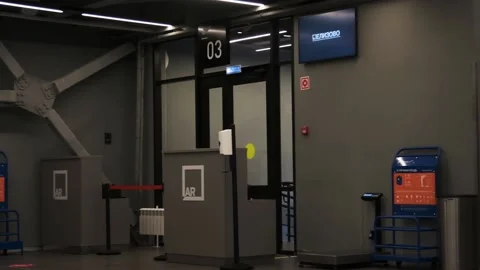 Airport interior, иoarding exit visible Stock Footage 150784095