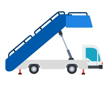 Airport Ladder on wheels vector flat material design isolated object on white Stock Illustration