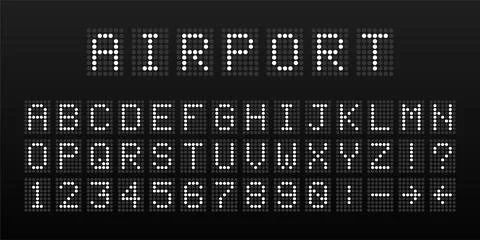 Airport LED dot matrix display alphabet and numbers set Stock Illustration