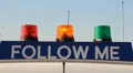 Airport. Light signals support car "Follow me" Red, yellow, green HD Footage