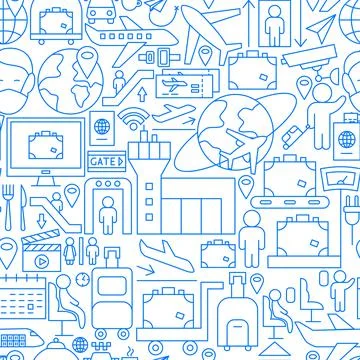 Airport Line Seamless Pattern Stock Illustration