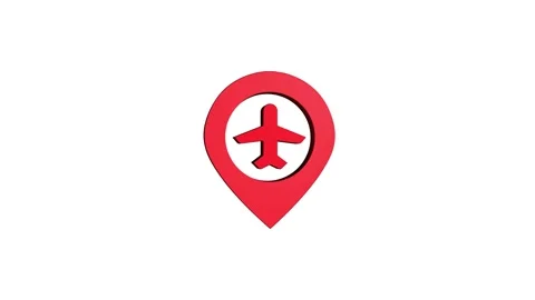 Airport location 3d pin map rotating animation spinning in background Video stock 313514545