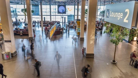 Airport lounge timelapse Stock Footage 98290476
