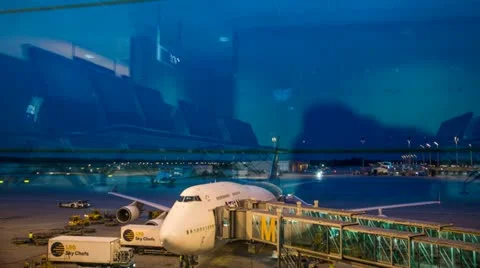 Airport Lufthansa Timelapse Stock Footage 12671202