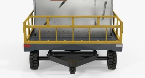 Airport Luggage Trolley Baggage Trailer with Container ~ 3D Model #90955480