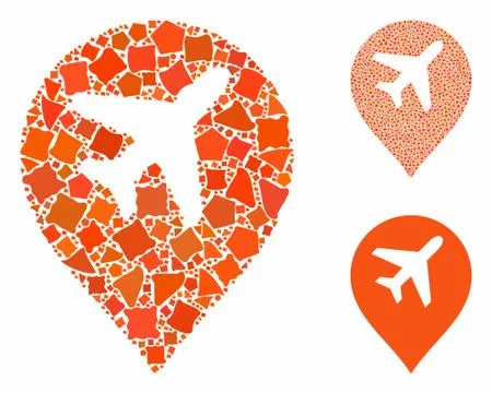 Airport map marker Composition Icon of Joggly Pieces Illustrazione stock