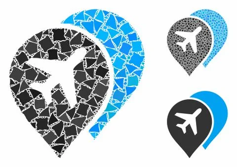 Airport map markers Composition Icon of Bumpy Items Stock Illustration