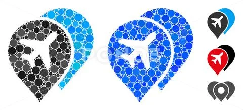 Airport Map Markers Composition Icon of Circle Dots: Royalty Free ...