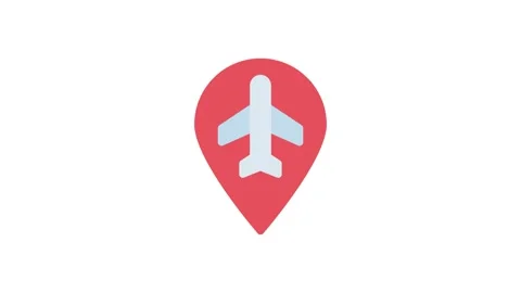 Airport map pin icon indicating a specific location within an airport layout. Stock Footage 332904990