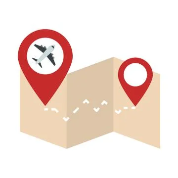 Airport map tracking flight plane travel transport terminal tourism or business Stockillustratie