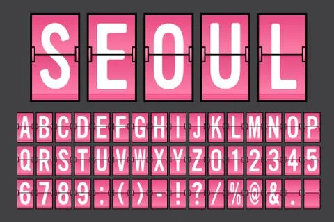 Airport Mechanical Flip Board Panel Font Vector Illustration Stock Illustration