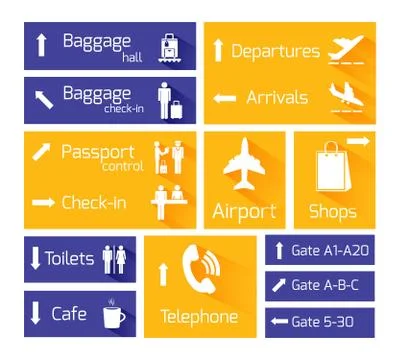 Airport Navigation Infographic Design Elements Stock Illustration