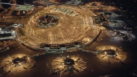 Airport at night. Airplane terminal departure and arrival gate. Shot on Red Epic Stock Footage 58508275