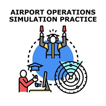 Airport operations simulation practice for ground crew training Stock Illustration