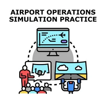Airport operations simulation practice training concept Stock Illustration