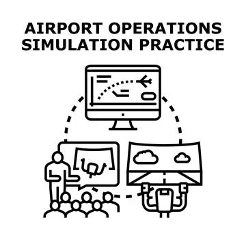 Airport operations simulation practice training concept Stock Illustration