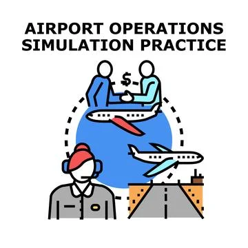Airport operations simulation training and business concept Stock Illustration