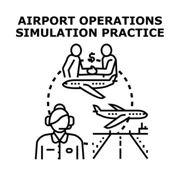 Airport operations simulation training and business concept Stock Illustration