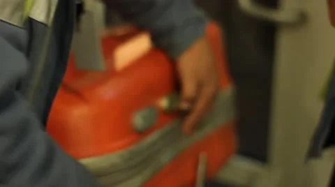 At the airport: packing baggage  動画素材 45577148