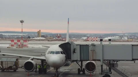Airport. Preparing aircraft for flight Stock Footage 83346825