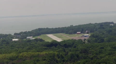 Airport at Put-in-Bay close view from above Stock Footage 51927780