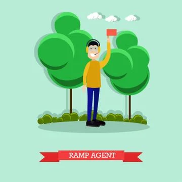 Airport ramp agent flat vector illustration Stock Illustration