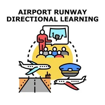 Airport runway directional learning concept illustration Stock Illustration