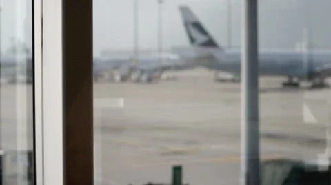 Airport runway framed by window Video stock 1045129