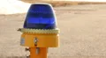 Airport runway. The side taxiway lights blue HD Footage