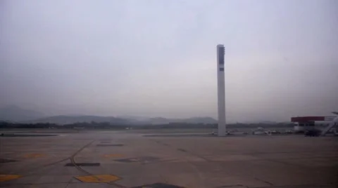 Airport runway before take off - Rio de Janeiro International Airport (GIG) Stock Footage