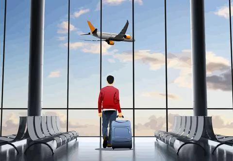 Airport scene . Vector 3d  illustration for designers Stock Illustration