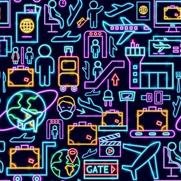 Airport Seamless Pattern Illustrazione stock