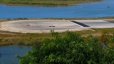 Airport security car checking the runway Stock Footage 113139237