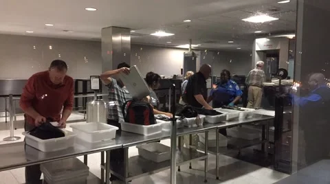 Airport Security Check point TSA Time Lapse Stock Footage 45424472