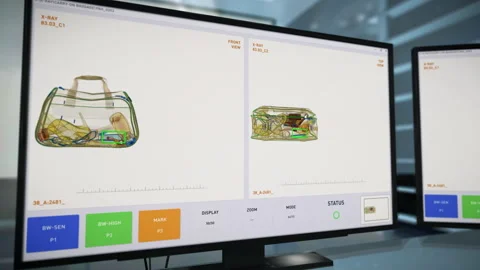 Airport Security Customs Screening Device Inspects Passengers Carry-on Luggage Vídeos de archivo 171450503