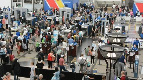 Airport Security Lines 2 Stock Footage 168704097