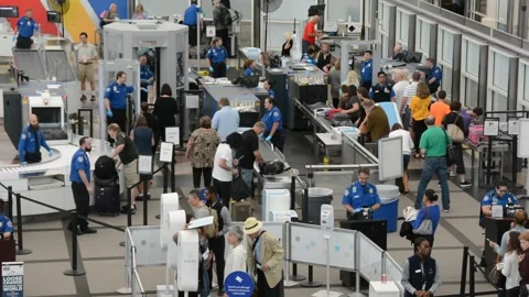 Airport Security lines Stock Footage 168703053