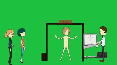 Airport Security:  Naked Screening: Looping + Matte Video stock 35929256