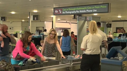 Airport Security Screening  Stock Footage 53271143