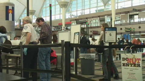 Airport security screening lines Stock Footage 112397