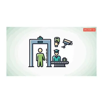 Airport security screening process illustration 스톡 일러스트